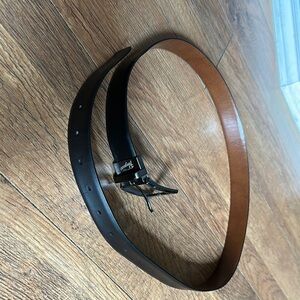 Men's Black and Brown Leather Belt